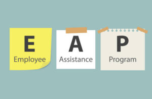 EAP Employee Assistance Program written on memory papers- vector illustration